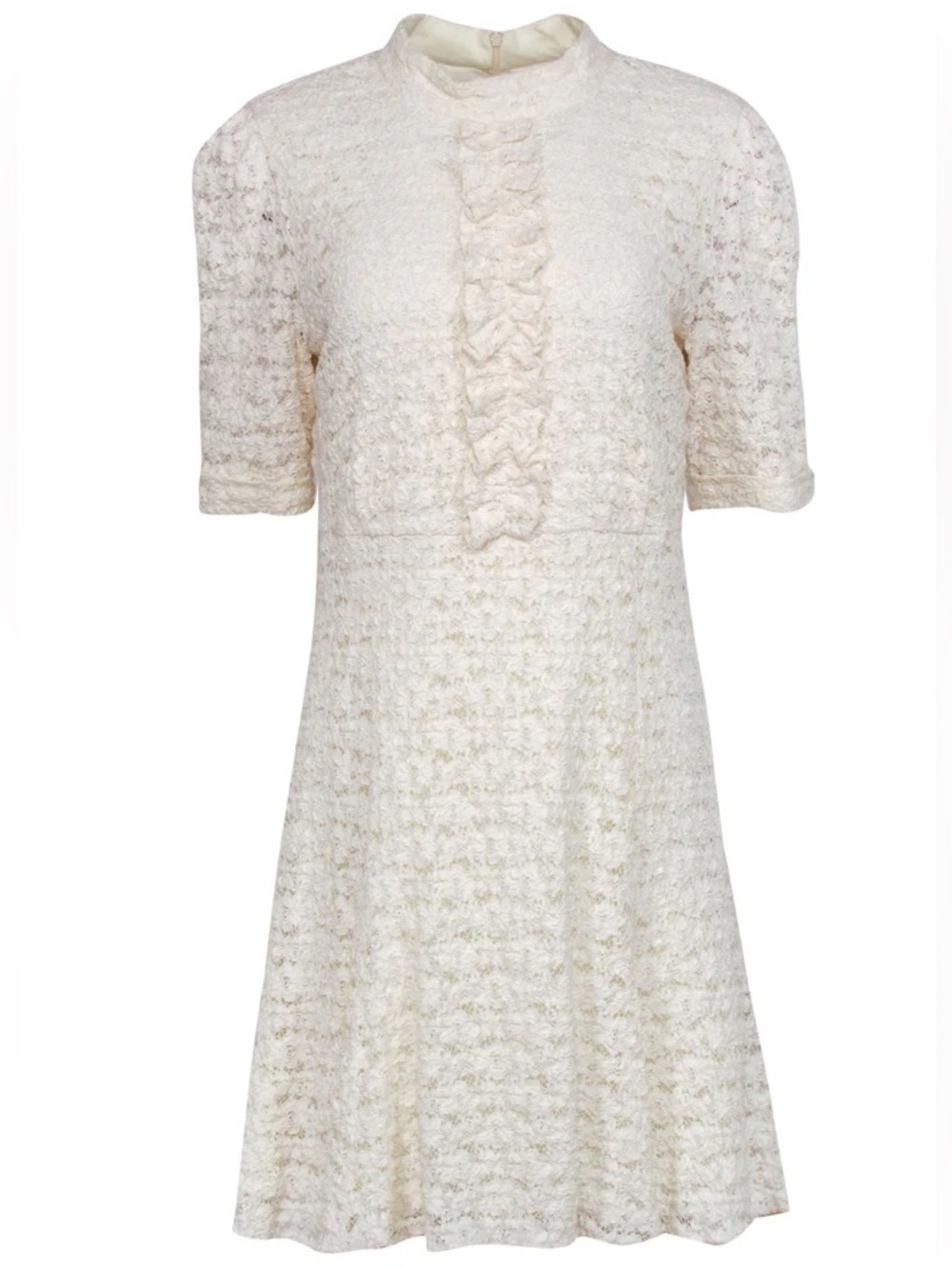 Shoshanna Cream Lace Cropped Sleeve Dress NWT